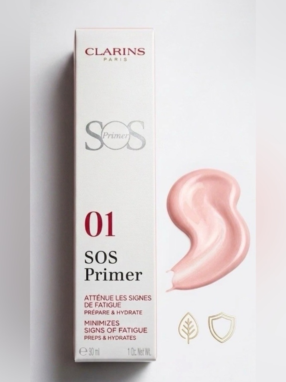 Clarins SOS Primer 01 Rose Minimizes Signs of Fatigue 1oz